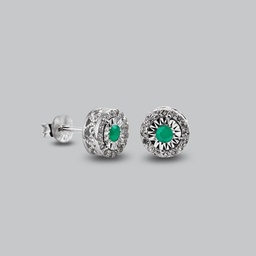 [V5399 The Touch Of Royalty] V5399, Earrings Silver 925, Emerald 2.5mm , White Topaz 1mm