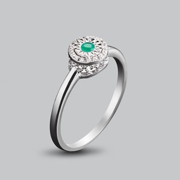 [U3888 The Touch Of Royalty] U3888, Ring Silver 925, Emerald 2.5mm , White Topaz 1mm