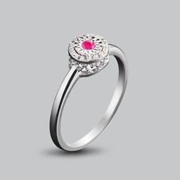 [U3887 The Touch Of Royalty] U3887, Ring Silver 925, Ruby 2mm , White Topaz 1mm