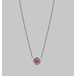 [N5316 The Touch Of Royalty] N5316, Necklace Silver 925, Ruby 2.5mm , White Topaz 1mm