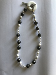 [N5626 Pearl Collection] N5626,Necklace,Silver 925,Black Onyx,Trasparent Crystal
