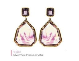 [V4381 Ilunion] V4381, Earrings Silver 925,  IPGold,  Crystal