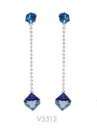 [V3312 Shining Crystals,] V3312, Earrings Silver. 925, Blue Bermuda Crystal