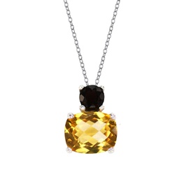 [N5227 Gemstone] N5227, Necklace Silver 925,  Smoky Topaz,  Citrine