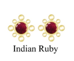 [V5873 Studs Gemstone Margarita] V5873,Silver 925,Indian Ruby,Gold Plated 0.5mic 18K