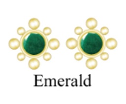 [V5874 Studs Gemstone Margarita] V5874,Silver 925,Emerald,Gold Plated 0.5mic 18K