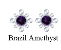 [V5880 Studs Gemstone Margarita] V5880,Silver 925,Brazil Amethyst,