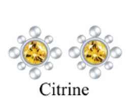 [V5881 Studs Gemstone Margarita] V5881,Silver 925,Citrine