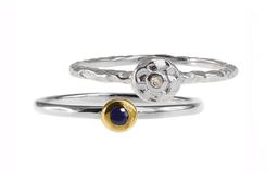 [U3762 Create & Combine] U3762, Ring Silver 925,  Diamond,  Blue Sapphire,  IPGold