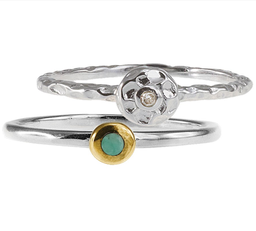 [U3758 Create & Combine] U3758, Ring Silver 925,  Diamond,  Emerald,  IPGold