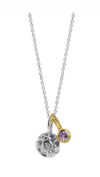 [N4888 Create & Combine] N4888, Necklace Silver 925, Diamond, Amethyst stone, IPGold
