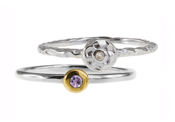 [U3755 Create & Combine] U3755, Ring Silver 925,  Diamond,  Amethyst,  IPGold