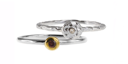 [U3754 Create & Combine] U3754, Ring Silver 925,  Diamond,  Garnet,  IPGold