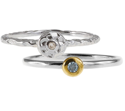 [U3765 Create & Combine] U3765, Ring Silver 925,  Diamond,  Sky Blue Topaz,  IPGold