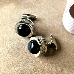 [A1052 Men's Collection] A1052, Cufflings stainless steel, with onyx stone