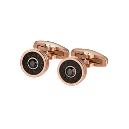 [A1283 Men's Collection EXTRA] A1283, Stainless steel cufflinks with black Swarovski Crystals and Carbon Fiber, Gold Plated