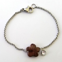 [B2422 Stainless Steel] B2422, Bracelet S. Steel 316L,  jasper flower