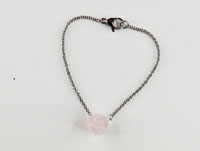 [B2454 Stainless Steel] B2454, Bracelet S,  Steel316L,   Rose Rhodochrosite,   fresh water pearl