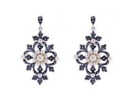 [V4229 Marcasite] Earrings Silver925 markasite