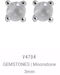[V4794 Studs Gemstone XS] V4794, Earrings Silver 925,  Moonstone