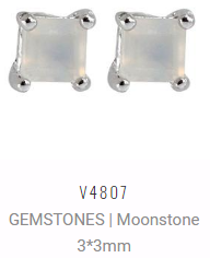 [V4807 Studs Gemstone S] V4807, Earrings Silver 925,  Moonstone