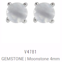 [V4781 Studs Gemstone M] V4781, Earrings Silver 925,  Moonstone