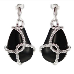 [V3224 Silver & Stones] V3224, Earrings Silver 925 & Onyx,  Midnight Collection