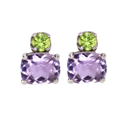 [V5267 Gemstone] V5267, Earrings Silver 925,  Peridot,  Amethyst