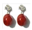 [V3837 Fantasy] V3837, Earrings Silver. 925,  Red Enamel& White Zircone Stone