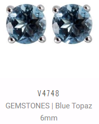 [V4748 Studs Gemstone XL] V4748, Earrings Silver 925,  Sky Blue Topaz
