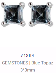 [V4804 Studs Gemstone S] V4804, Earrings Silver 925,  Sky Blue Topaz