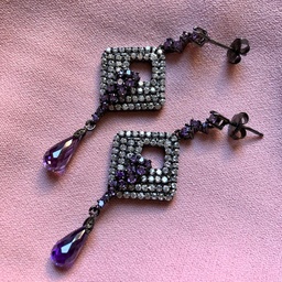 [V2679 Classic] V2679, Earrings Silver. 925,  Violet Zircon