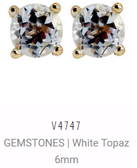 [V4747 Studs Gemstone XL] V4747, Earrings Silver 925 ,  White Topaz