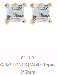[V4802 Studs Gemstone S] V4802, Earrings Silver 925,  White Topaz