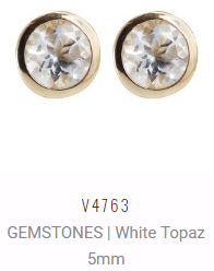 [V4763 Studs Gemstone L] V4763, Earrings Silver 925,  White Topaz