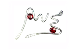 [V3285 Silver & Stones] V3285, Earrings Silver. 925,  White Zircone,  Garnet