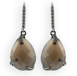 [V3270 Silver & Stones] V3270, Earrings Silver. 925,  White Zircon,  Grey Agata,  Midnight Collection