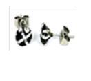 [V3575 Stainless Steel] V3575, Earrings S. Steel 316L,  Big Black & White Zircone