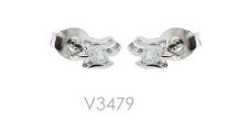 [V3551 Stainless Steel] V3551, Earrings S. Steel 316L,  Black Crystal