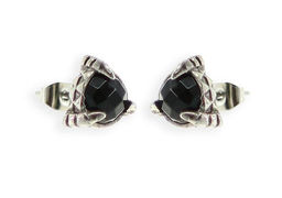 [V3552 Stainless Steel] V3552, Earrings S. Steel 316L,  Black Crystal,  S. Steel Collection