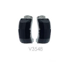 [V3548 Stainless Steel] V3548, Earrings S. Steel 316L,  Black Crystal,  S. Steel Collection