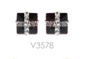 [V3578 Stainless Steel] V3578, Earrings S. Steel 316L,  Black & White Zircone