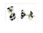 [V3576 Stainless Steel] V3576, Earrings S. Steel 316L,  Small Black & White Zircone