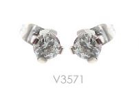 [V3571 Stainless Steel] V3571, Earrings S. Steel 316L,  White Zircone 4. 5mm