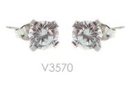[V3570 Stainless Steel] V3570, Earrings S. Steel 316L,  White Zircone 4. 5mm