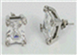 [V3569 Stainless Steel] V3569, Earrings S. Steel 316L,  White Zircone 9mm*9mm