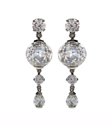 [V3424 Stainless Steel] V3424, Earrings S. Steel 316L,  White Zircone,  S. Steel Collection