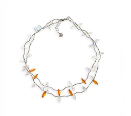 [N4293 Shining Crystals] N4293, Necklace Silver925, Crystal AB&light topaz color