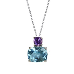 [N5225 Gemstone] N5225, Necklace Silver 925,  Amethyst,  Sky Blue Topaz