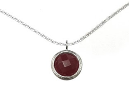 [N4785 Gemstone] N4785, Necklace Silver 925,  Natural Stone Red Bery